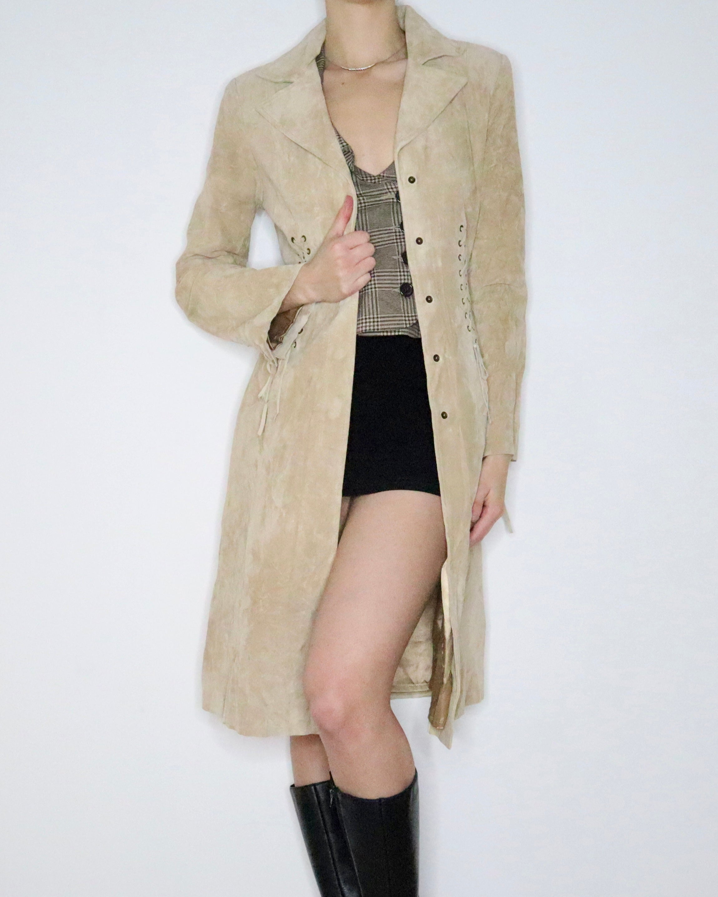 Beige Suede Corset Jacket (Small) 