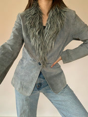 Y2K Faux Fur & Leather Blazer