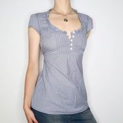 Blue Gingham Babydoll Top (S-M) 