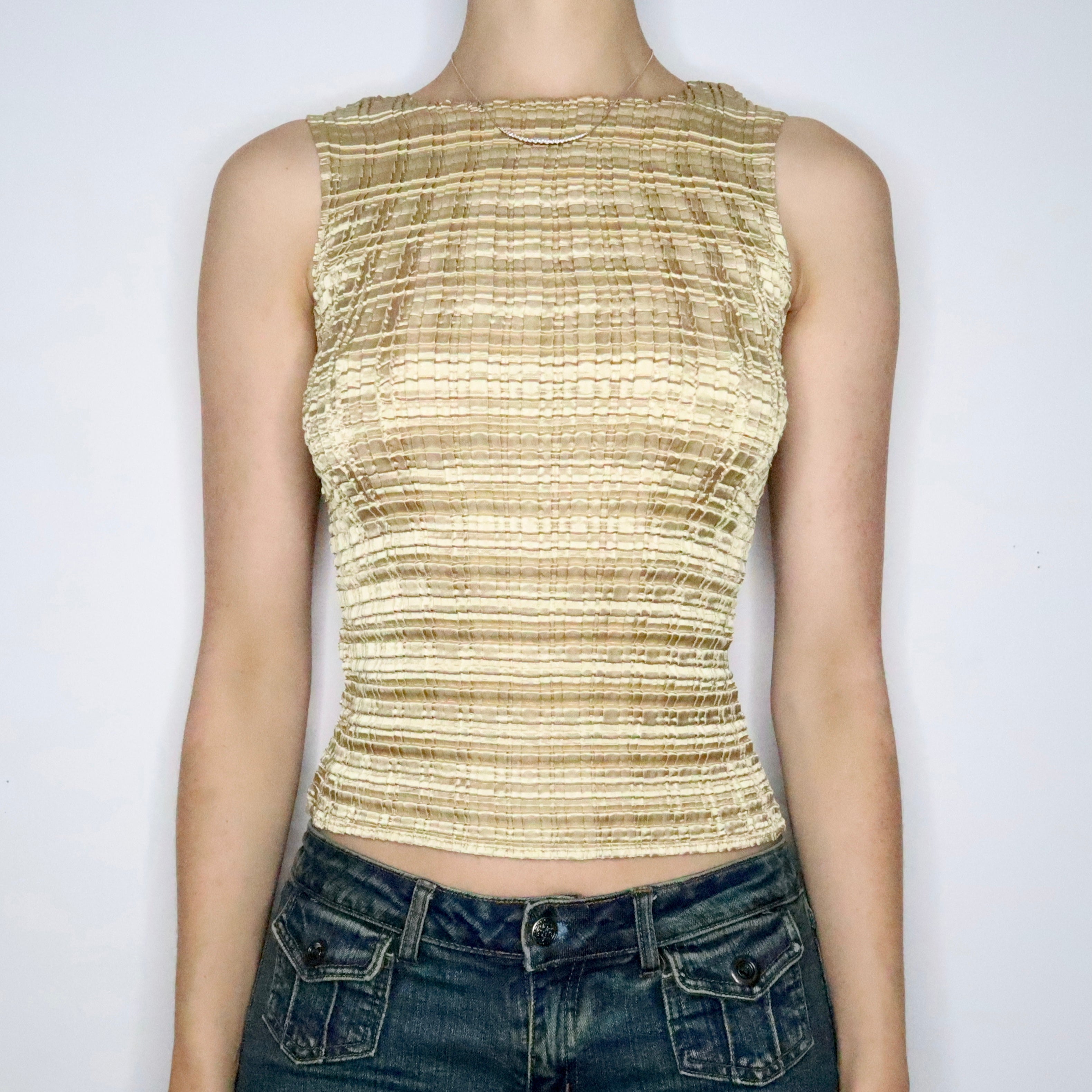 Gold Textured Sleeveless Top (S-M)