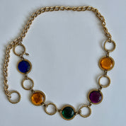 Rainbow gem gold circle belt