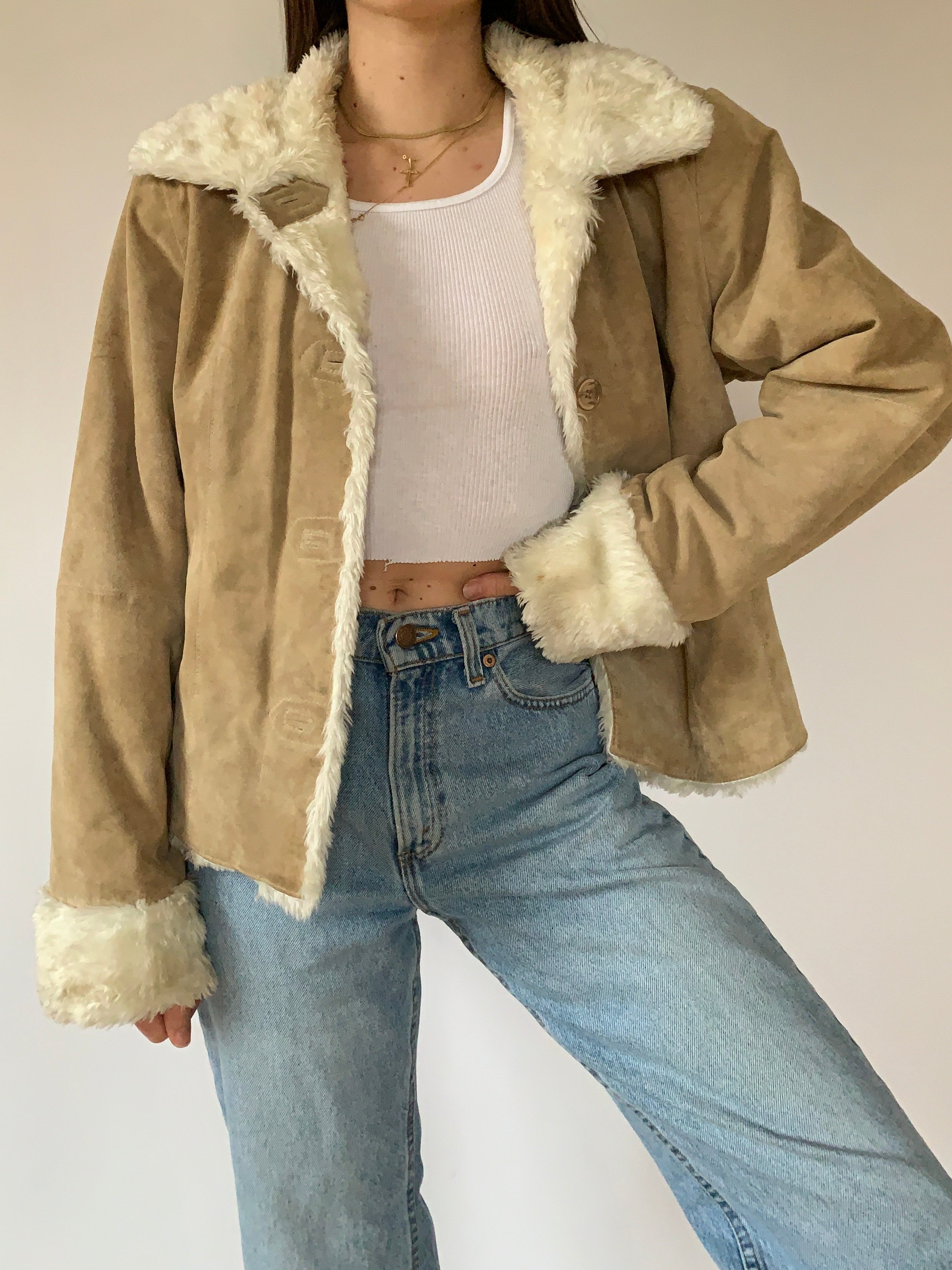 Vintage 1990s Faux Fur & Suede