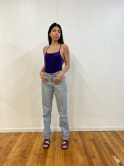 Purple velvet bodysuit