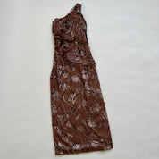  floral velvet one shoulder maxi dress