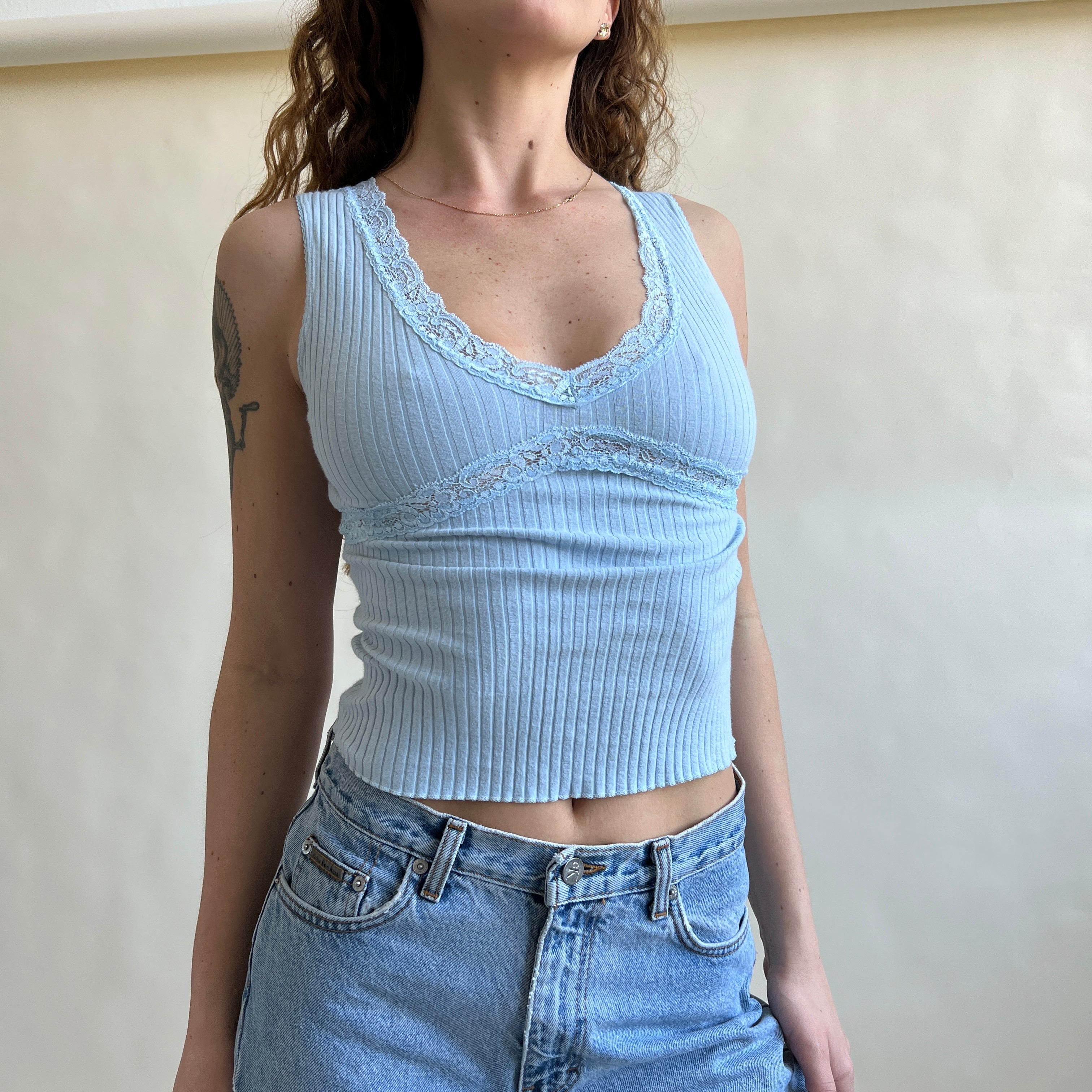00s baby blue ribbed tank