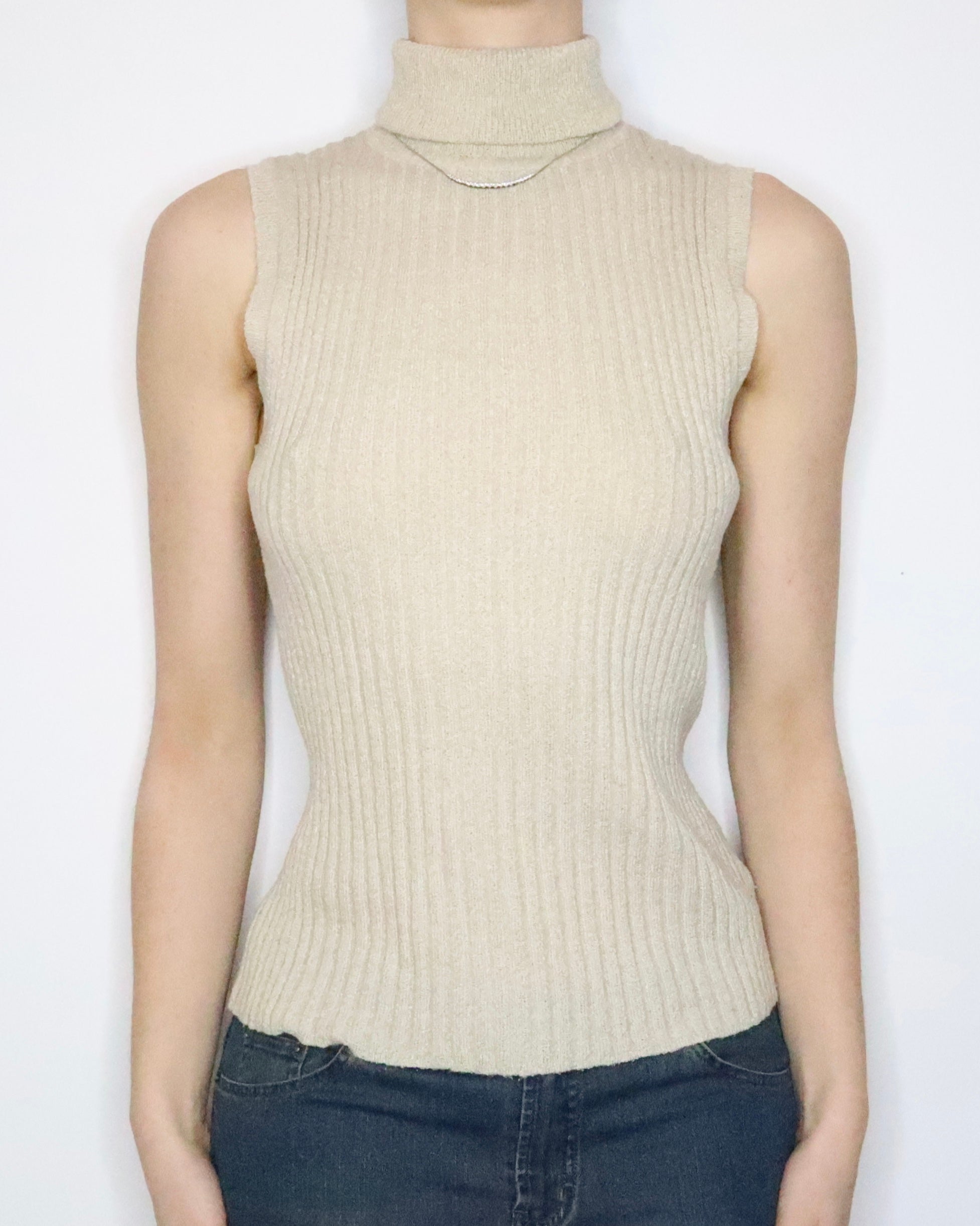 Beige Sleeveless Turtleneck (M-L) 