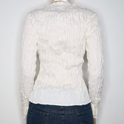 White Pleated Button Up Blouse (S-M) 