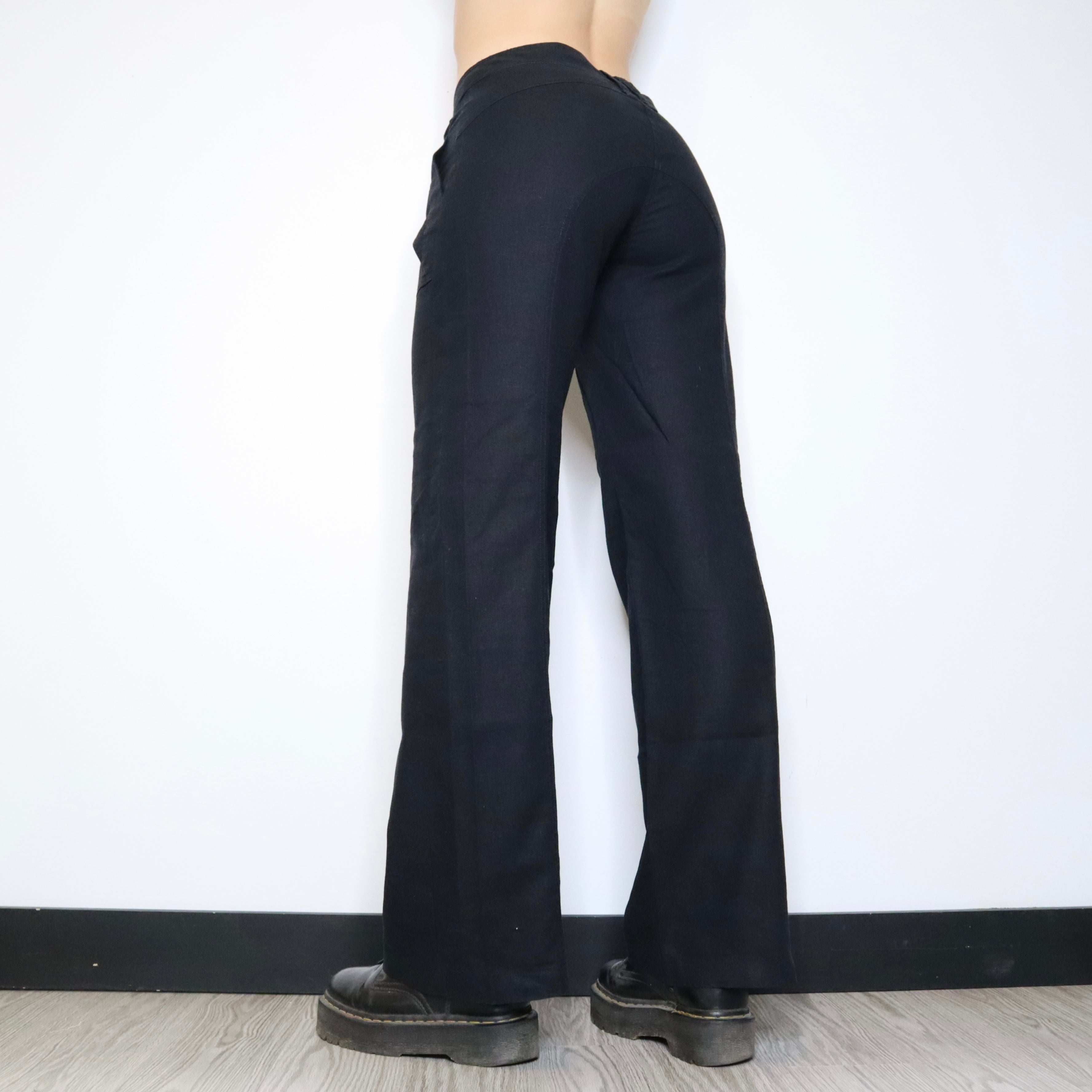 Black Linen Wide Leg Pants (Small)