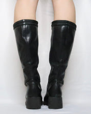 Black Leather Platform Boots (6 US)