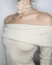 Pale Peach Silk Flower Choker 