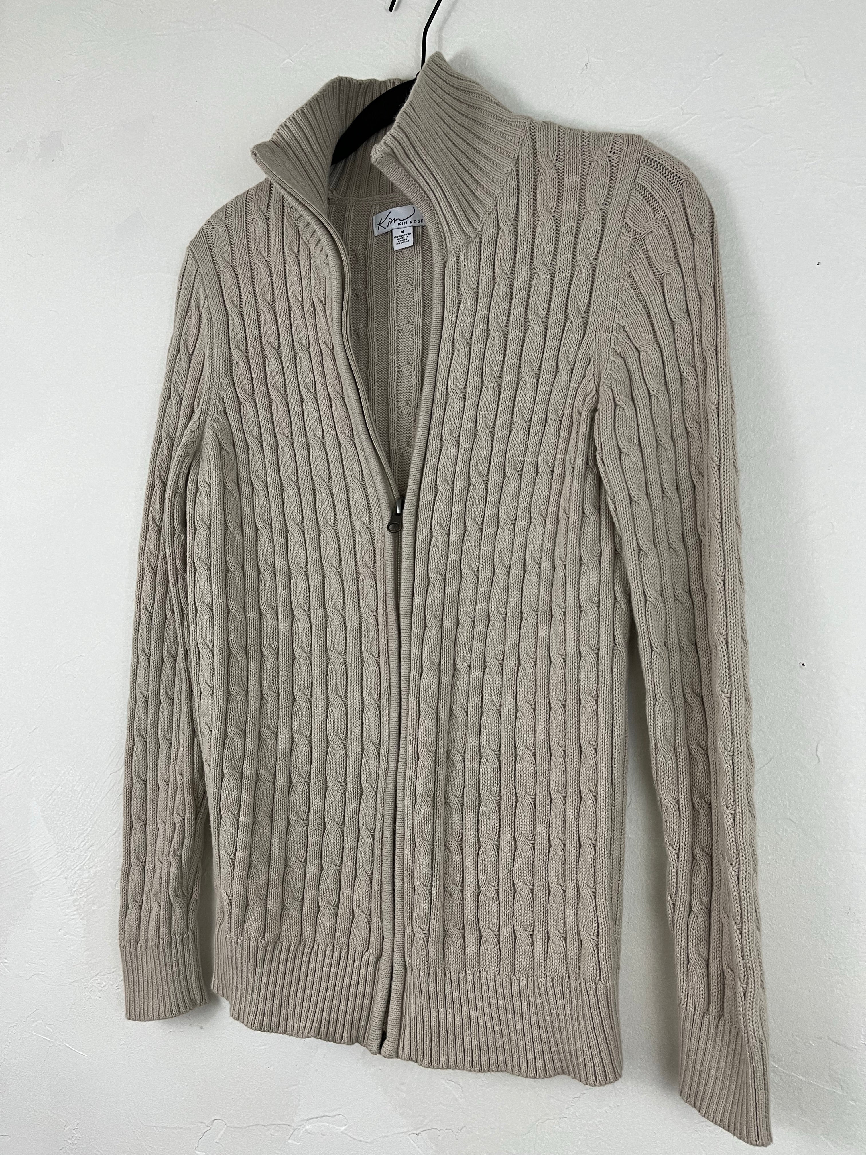 Cable knit zip up