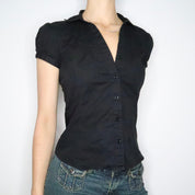 Black Button Up Blouse (S-M)