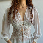 Sheer white lace bridal robe