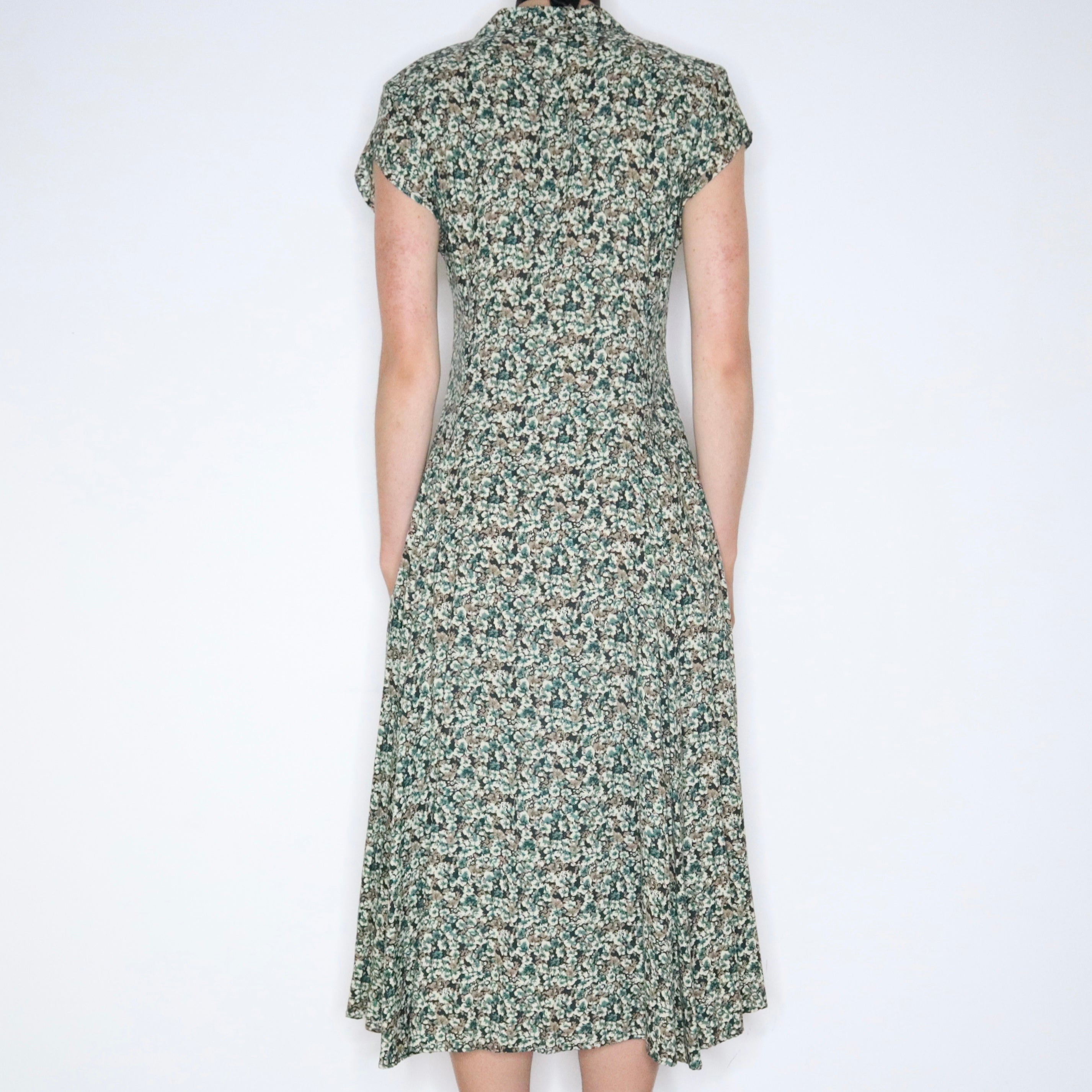 Green Floral Maxi Dress (Medium) 