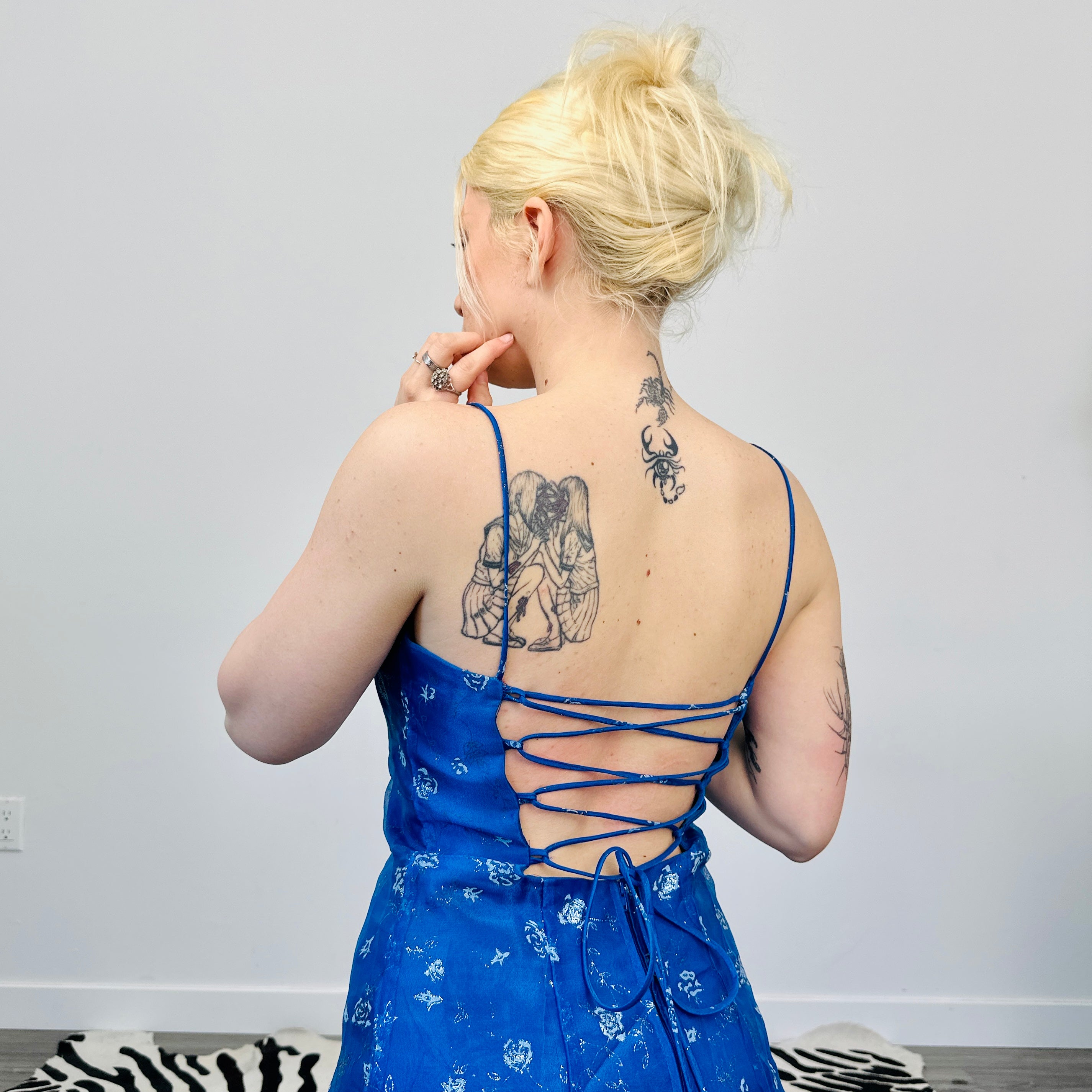 90s Floral Laceup Gown (S/M)