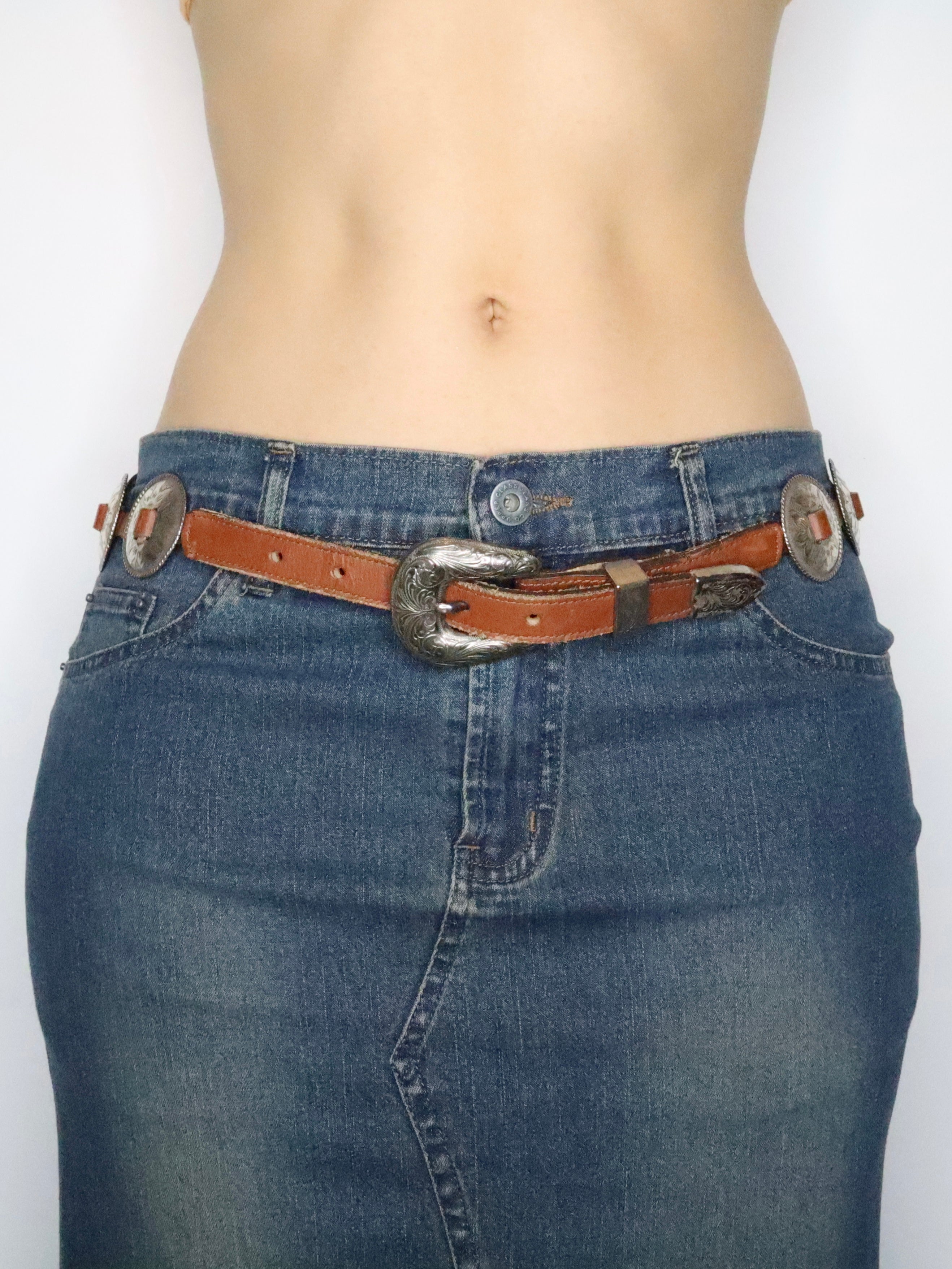 Silver Medallion Western Belt (M-L) 