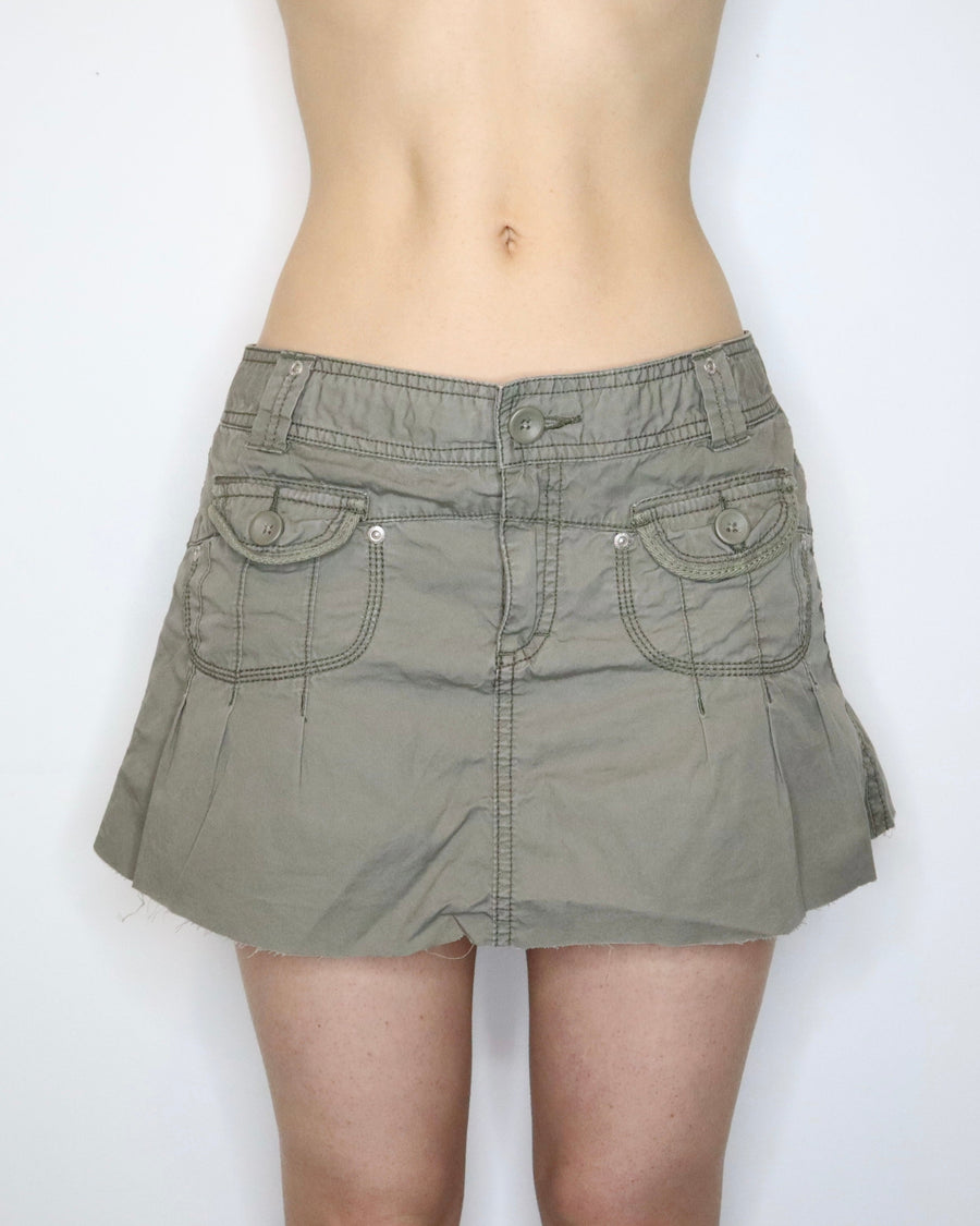 Khaki Cargo Mini Skirt (S-M) 