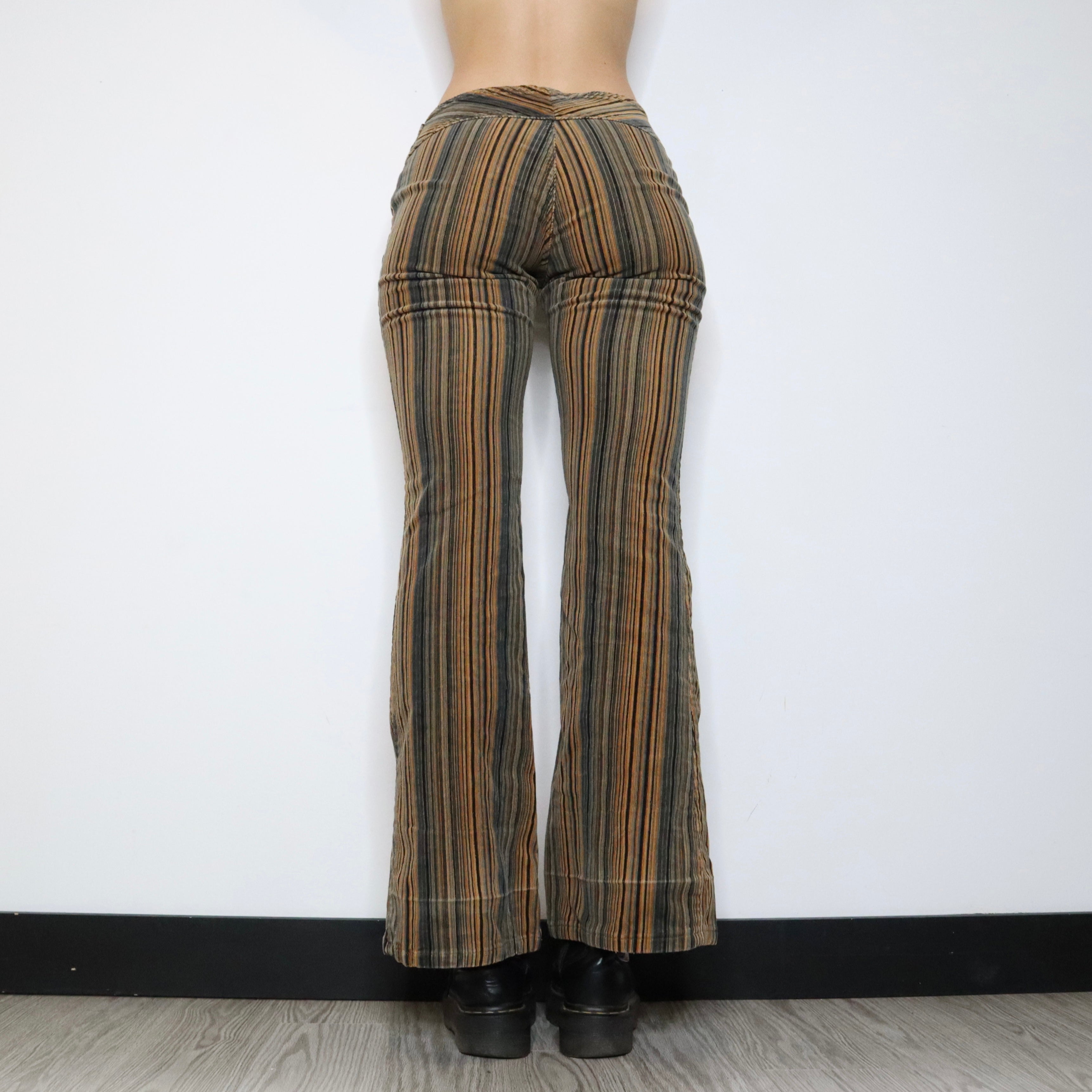 Striped Boho Flare Pants (Small) 