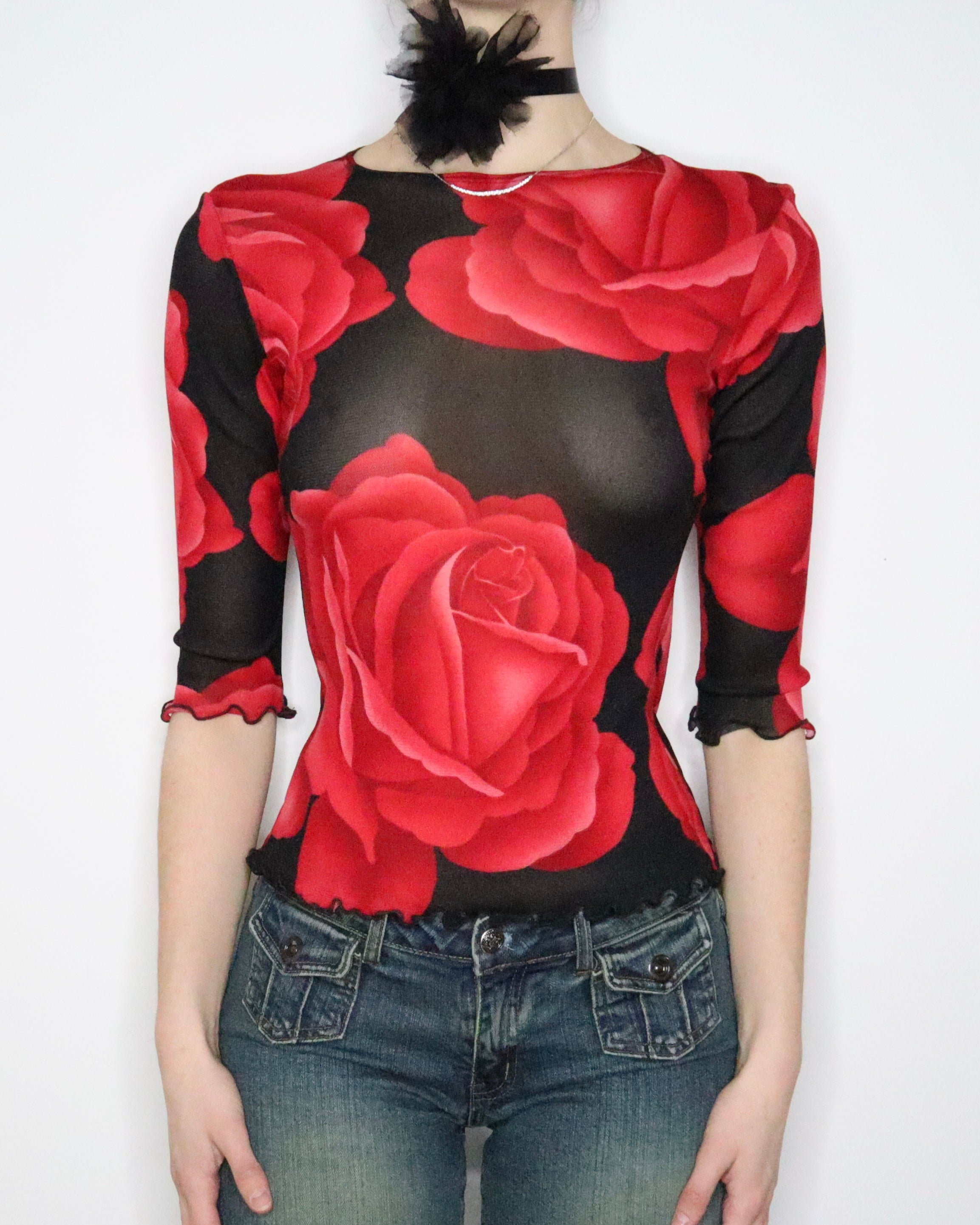 Rose Graphic Mesh Top (Medium)