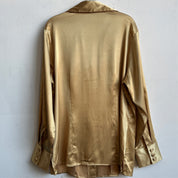 Gold satin button up