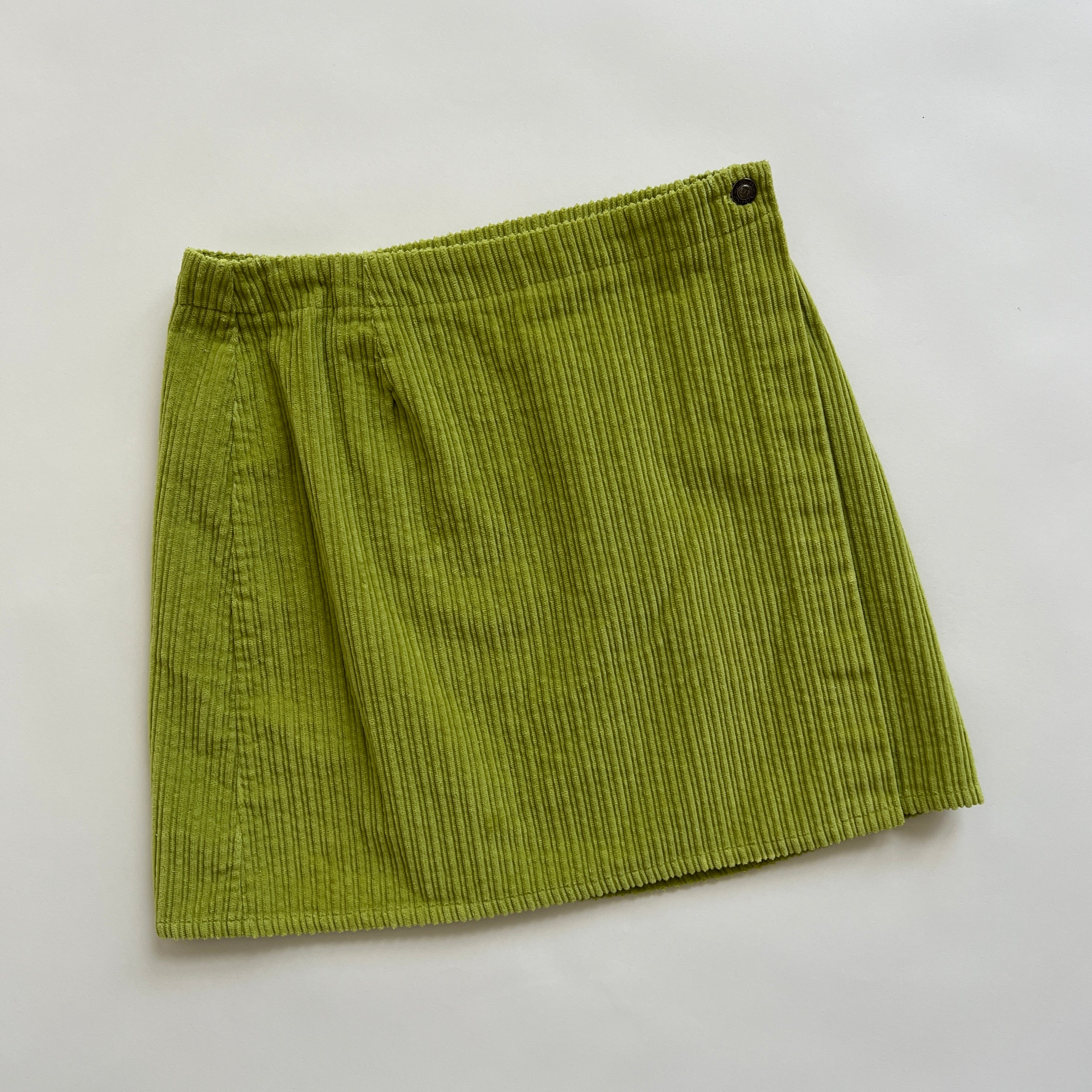 Green corduroy wrap skirt
