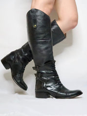 Tall Black Leather Riding Boots (8.5-9 US)
