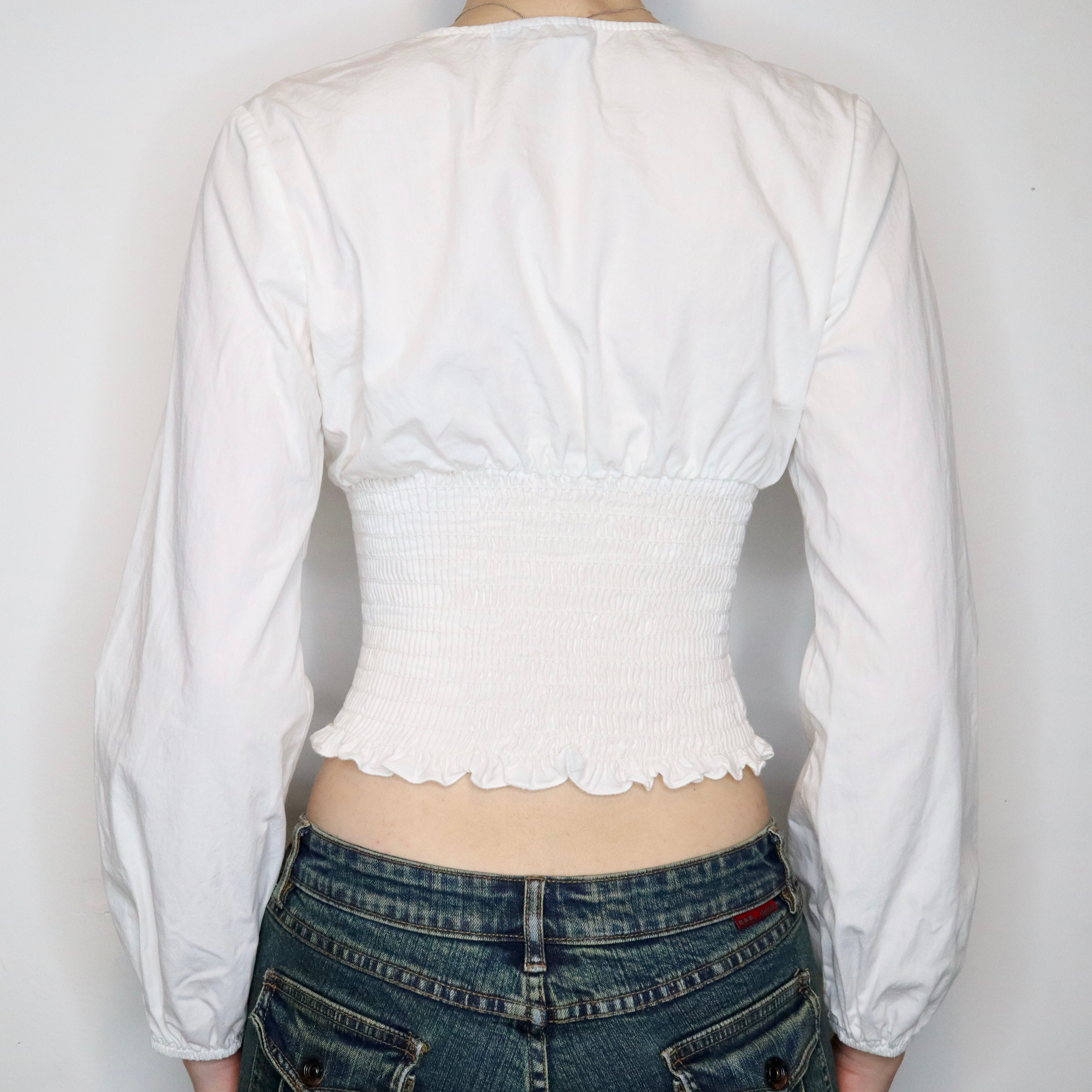 White Puff Sleeve Blouse (S-M)