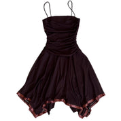00s brown cinched midi dress