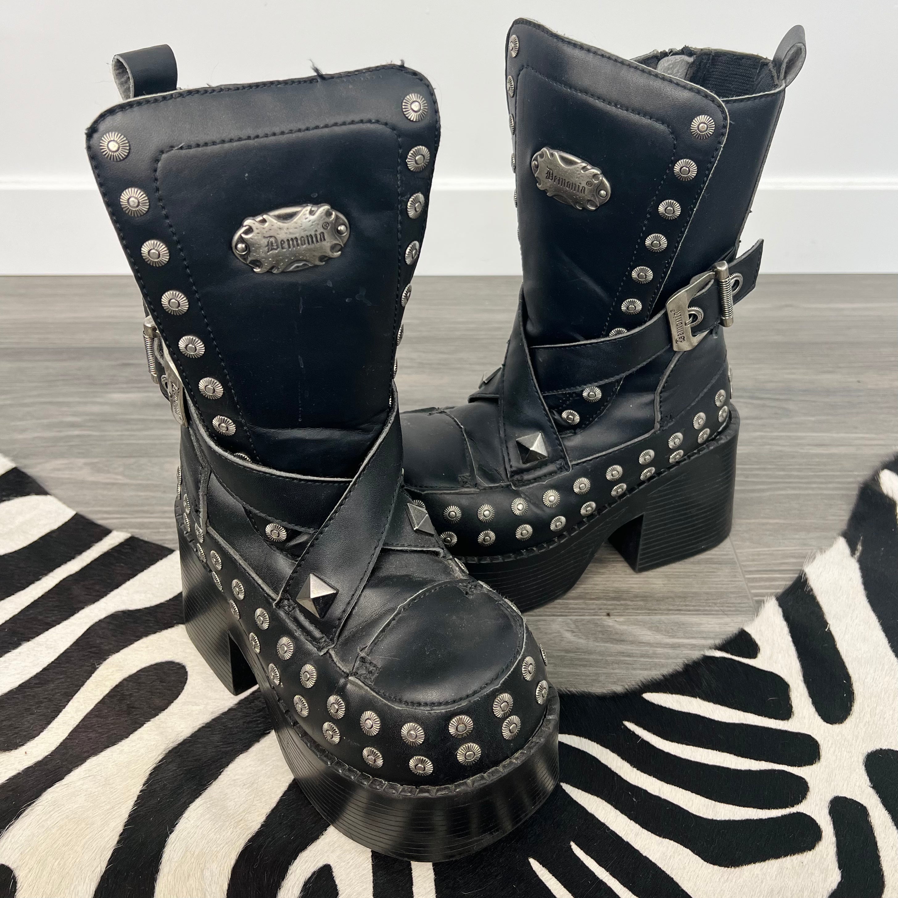Demonia Studded Platform Boots