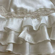 satin ruffle trim slip