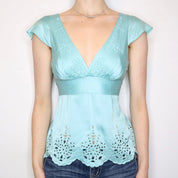 Turquoise Silk Blouse (S-M)