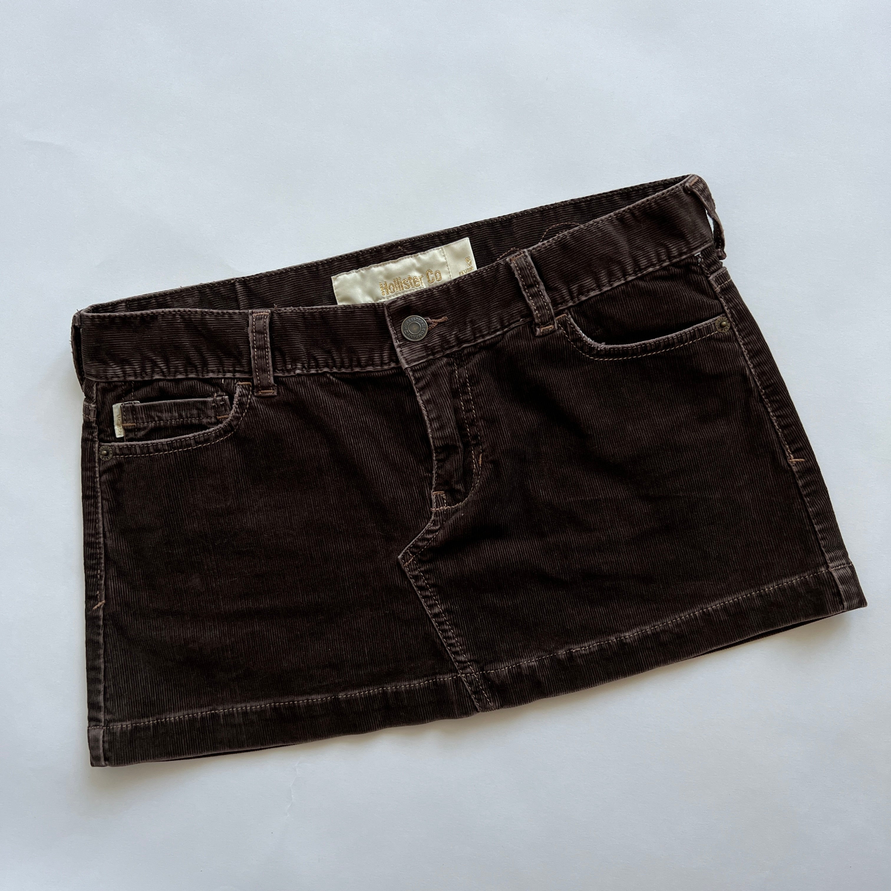 00s brown corduroy mini skirt