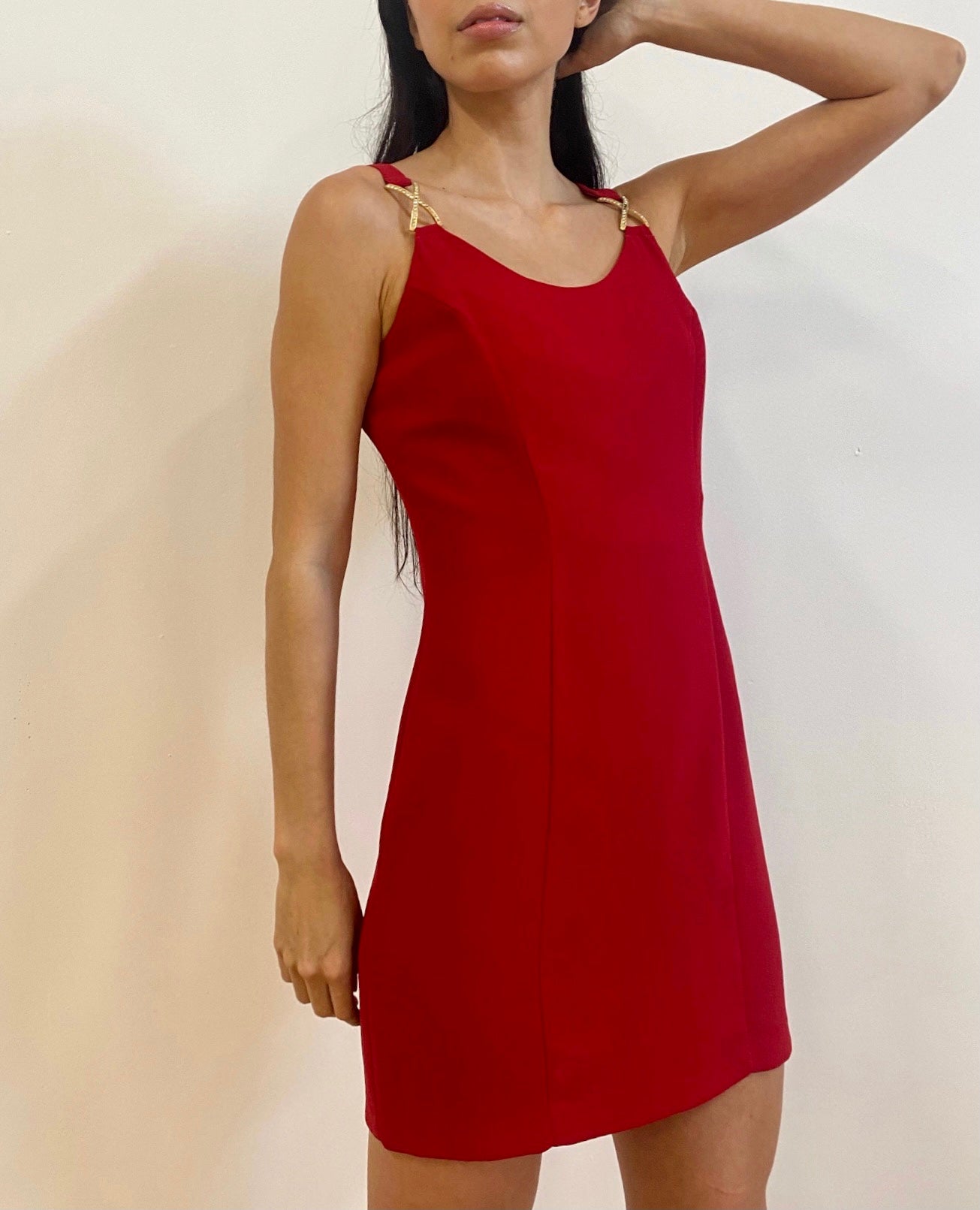 Red Rhinestone Buckle Dress