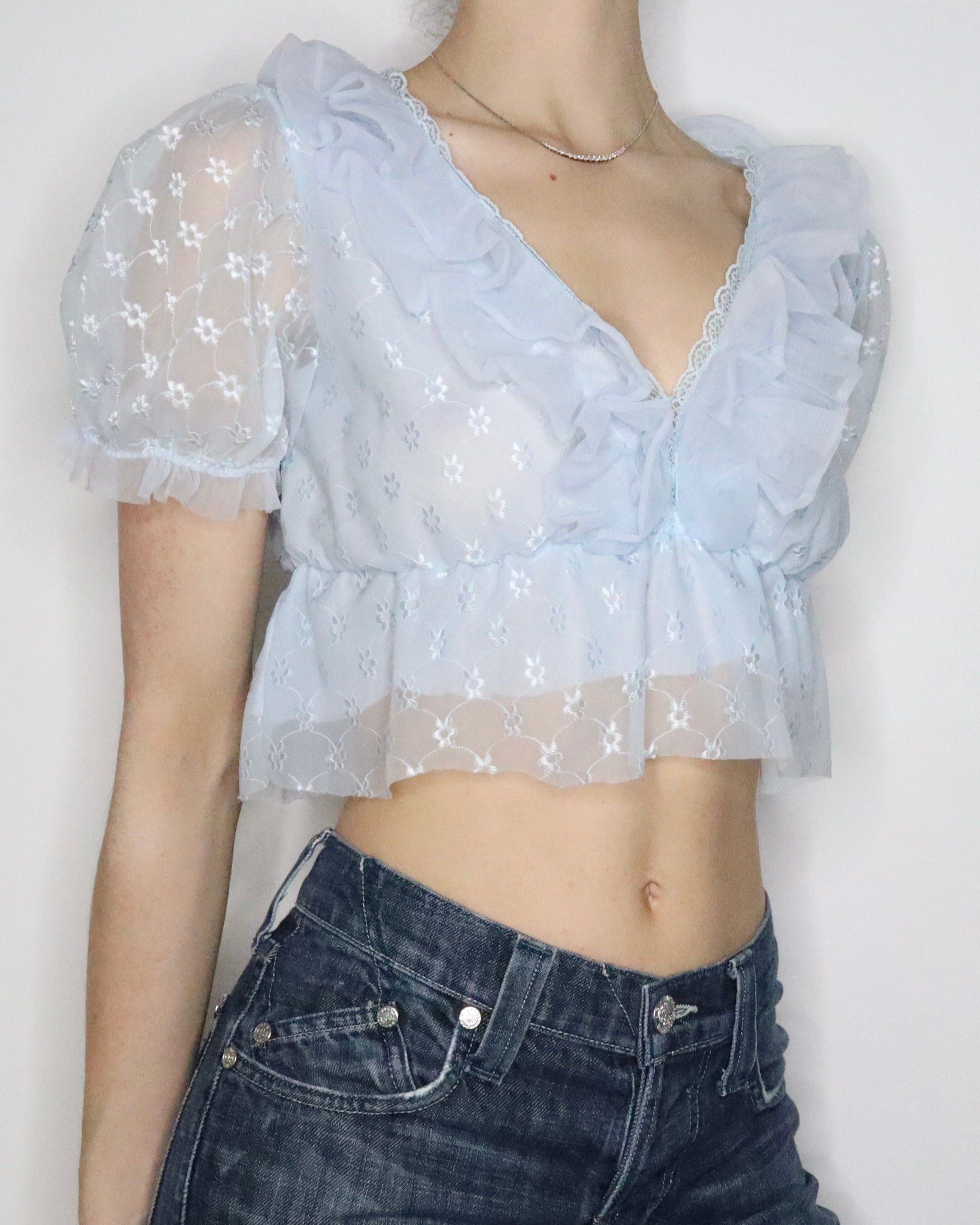 Pale Blue Babydoll Top (S/M) 