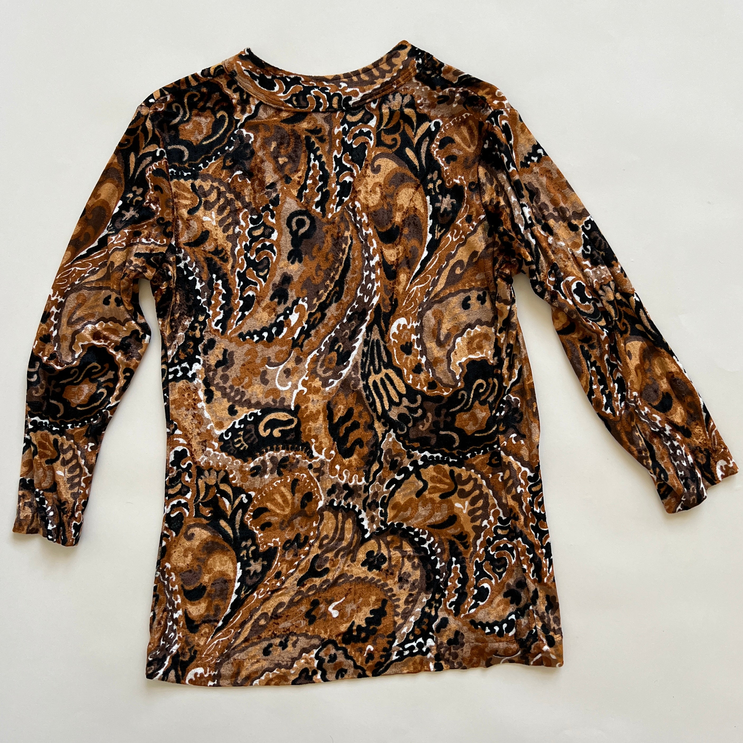 Vintage brown paisley velvet top