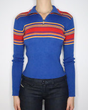 Quarter Zip Striped Sweater (Small) 