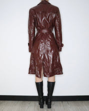 Burgundy Leather Trench Coat (M-L) 