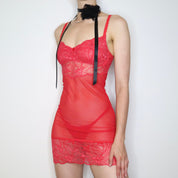 Red Lace Slip Dress (Small) 