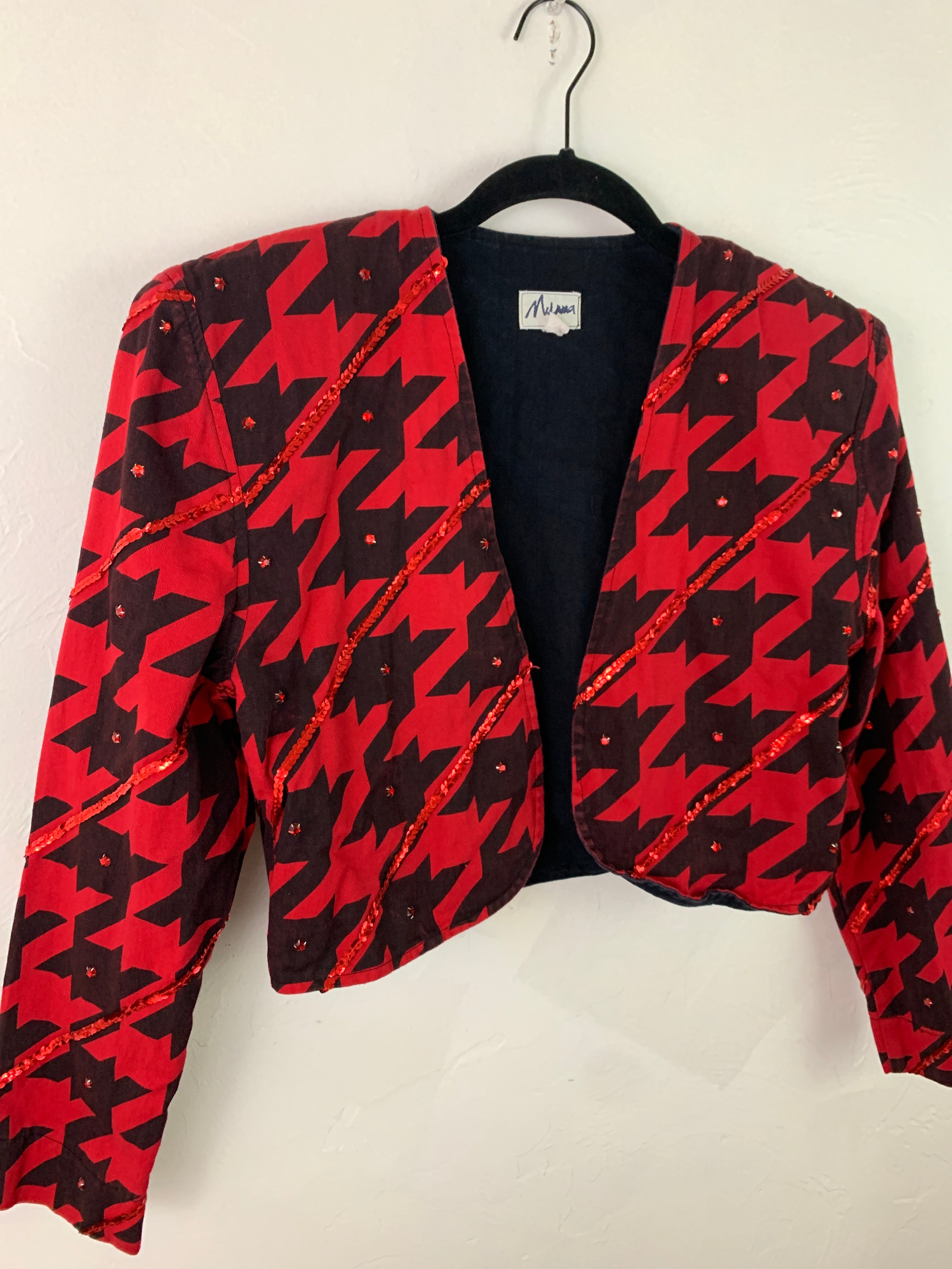Deep red patterned jacket
