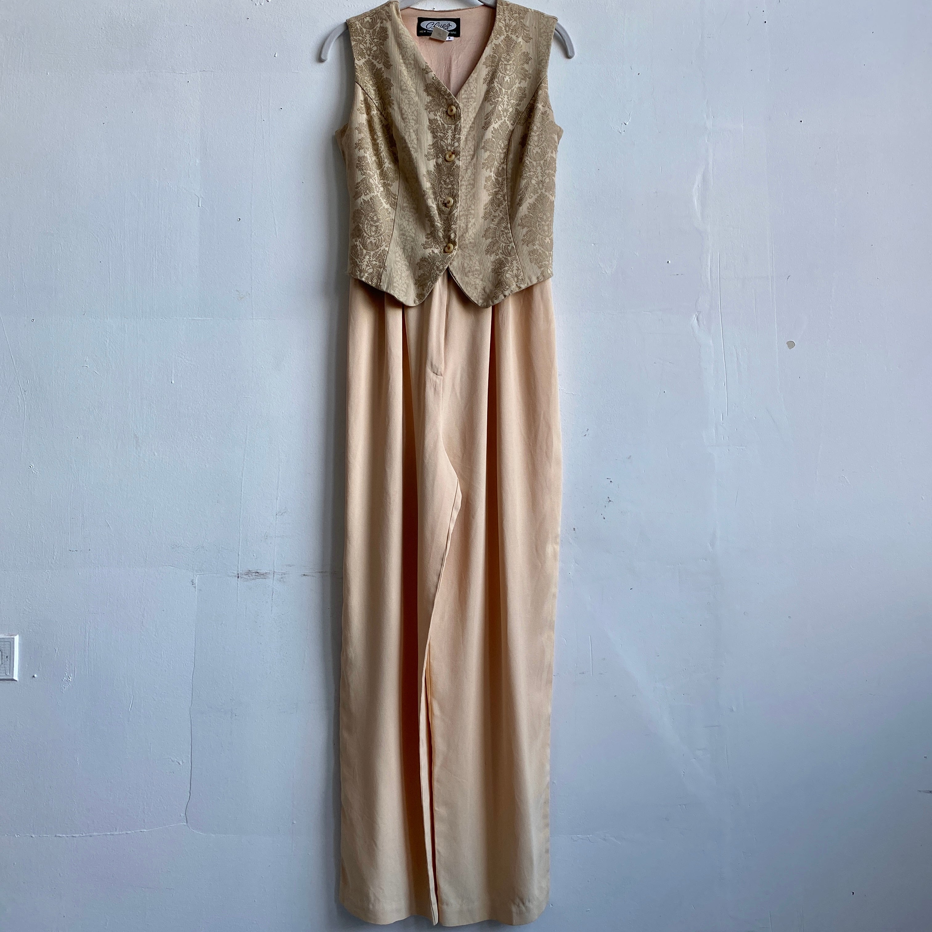 Vintage beige vest jumpsuit
