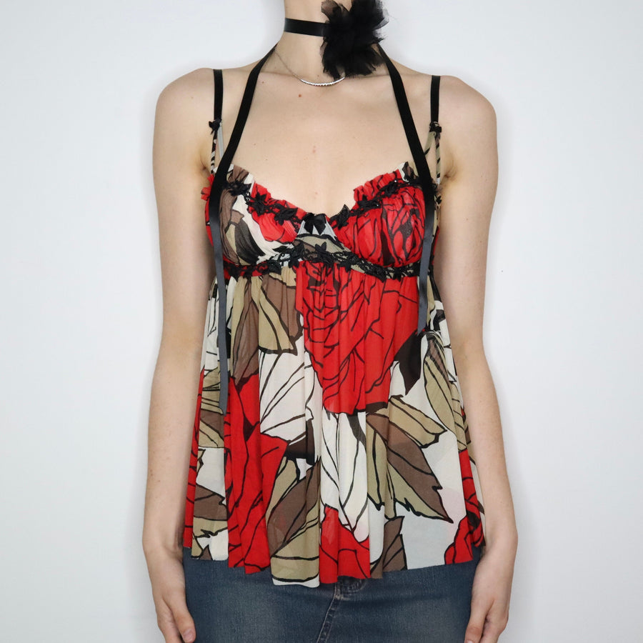 Floral Mesh Babydoll Bustier (Small) 