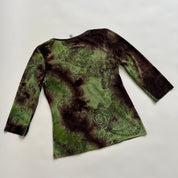 90s green brown wrap knit top