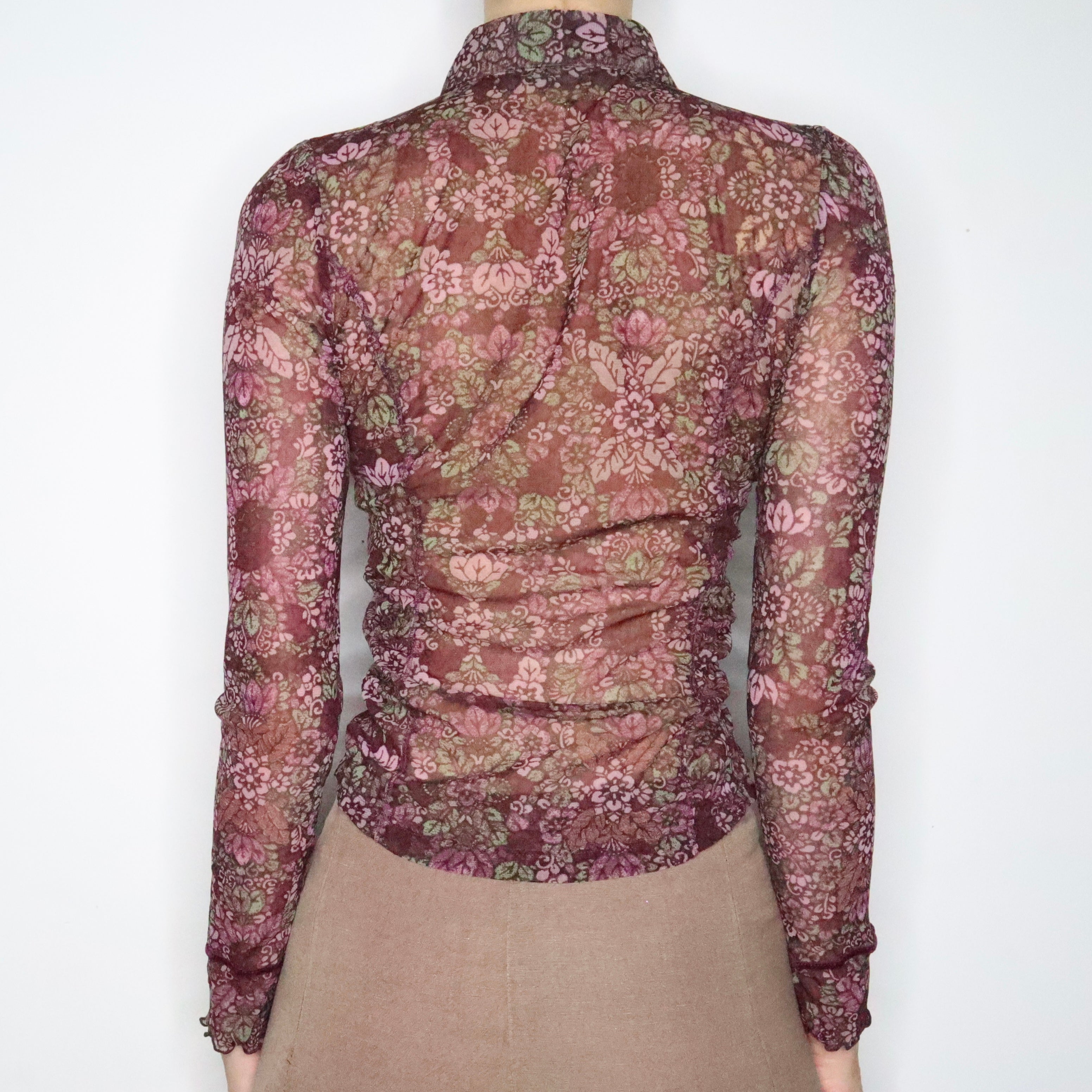 Mesh Button Up Blouse (Small)