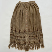 90s beige fringe maxi skirt