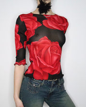 Rose Graphic Mesh Top (Medium)