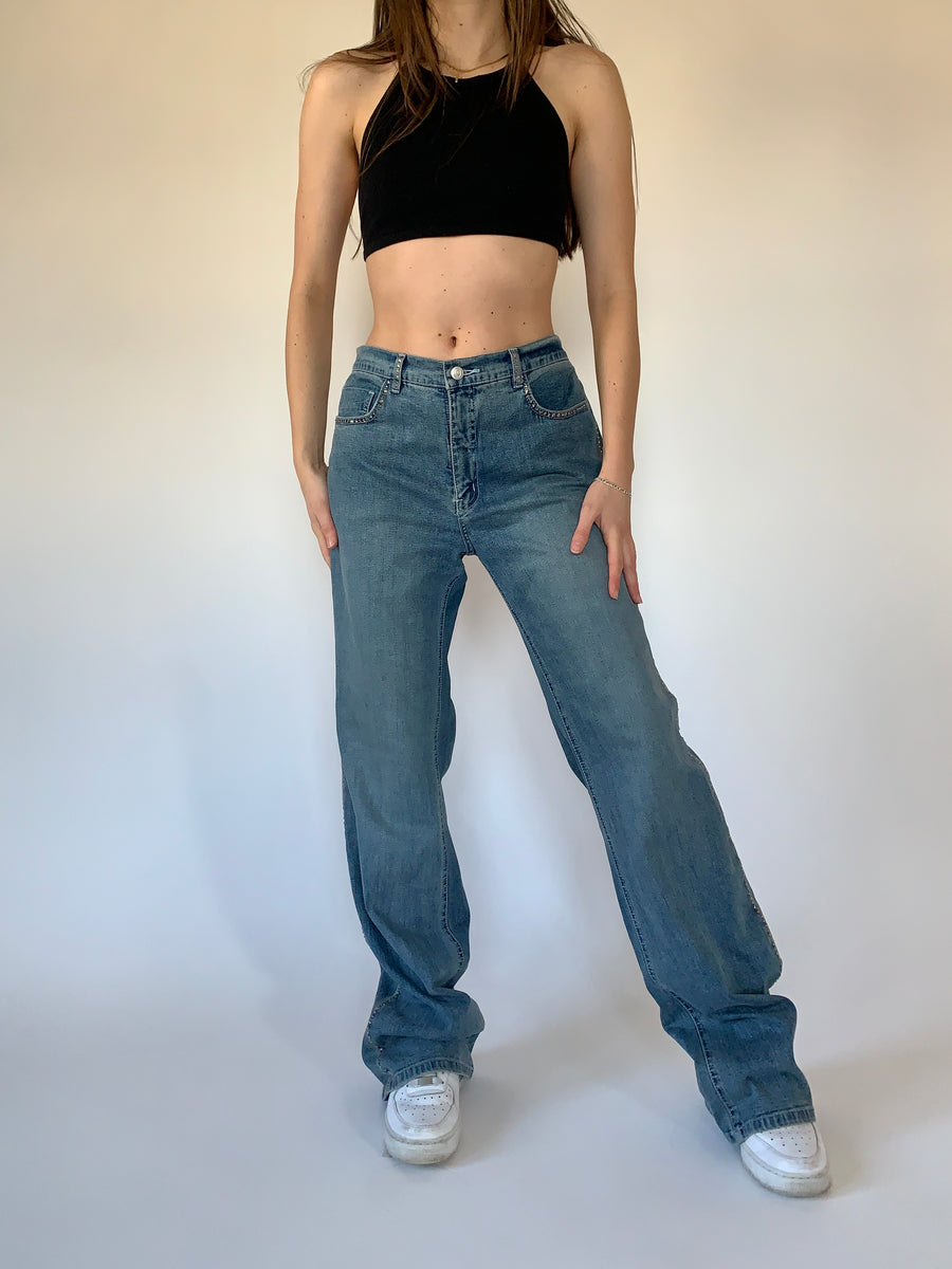 Y2K Bejeweled Jeans — Holy Thrift