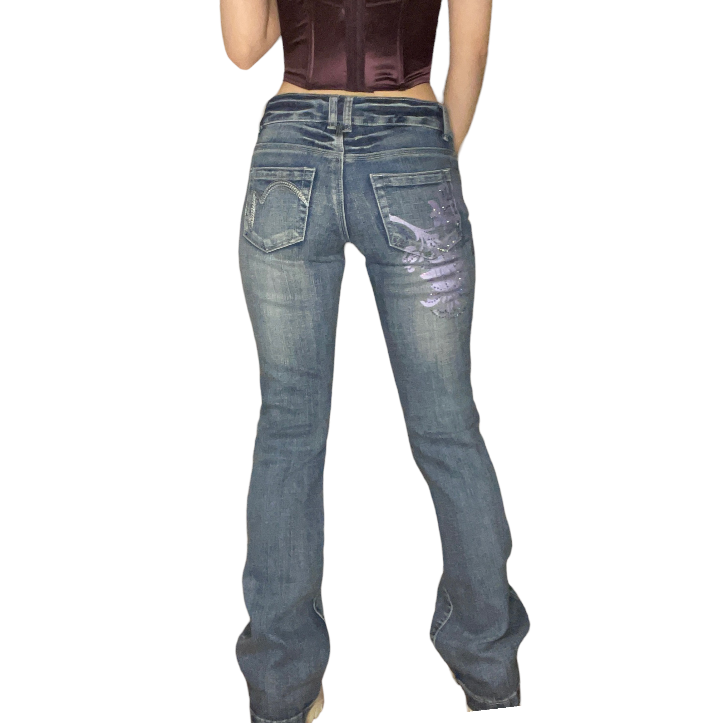 Y2K low waist floral jeans