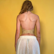 Vintage Gold Lace Bustier Top - Small