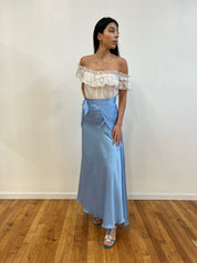 Baby blue silk wrap maxi