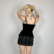 Y2k Velour Sequin Lace Trim Cami